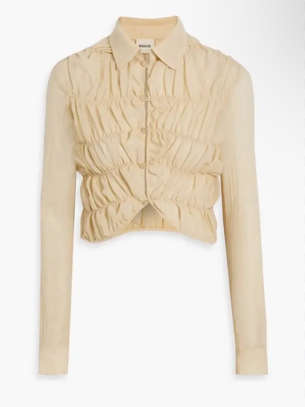 Isalis Gathered Button-Down Sheer Shirt